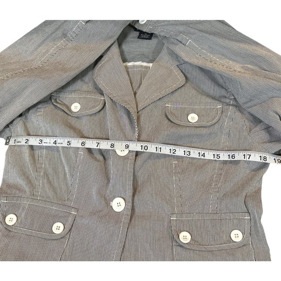 Rafaella Blue & White Striped Single-Breasted Jacket Button-Down Women's Size 10 - Picture 11 of 14